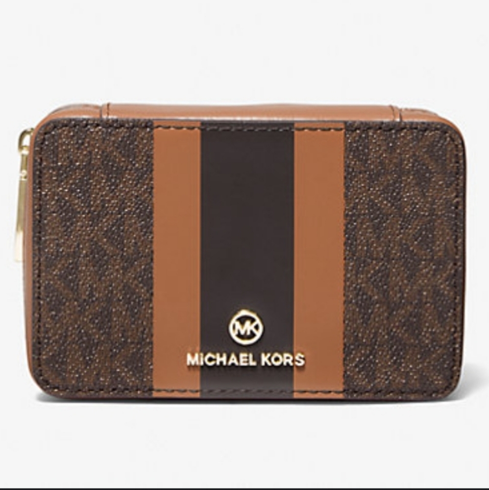 Michael Kors Brown and Black Toiletry Bag with Signature Monogram